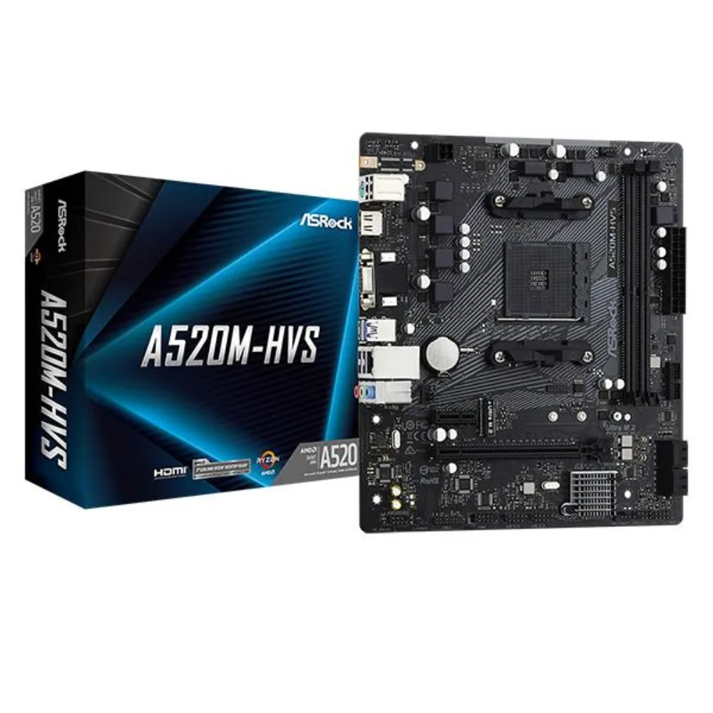 ASRock A520M-HVS AM4 Micro-ATX Motherboard for AMD Ryzen 5000 Series