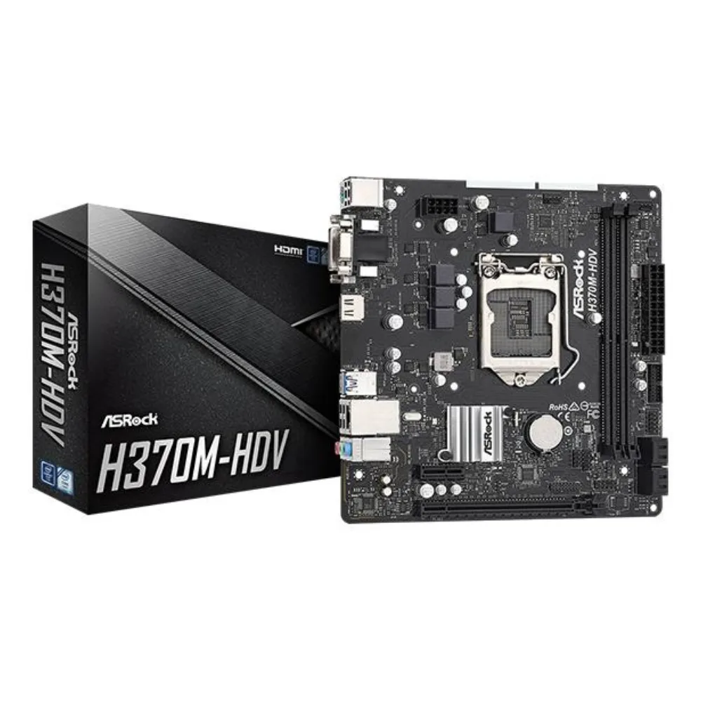 ASRock H370M-HDV Motherboard | Intel H370 LGA1151 DDR4 Micro-ATX Motherboard
