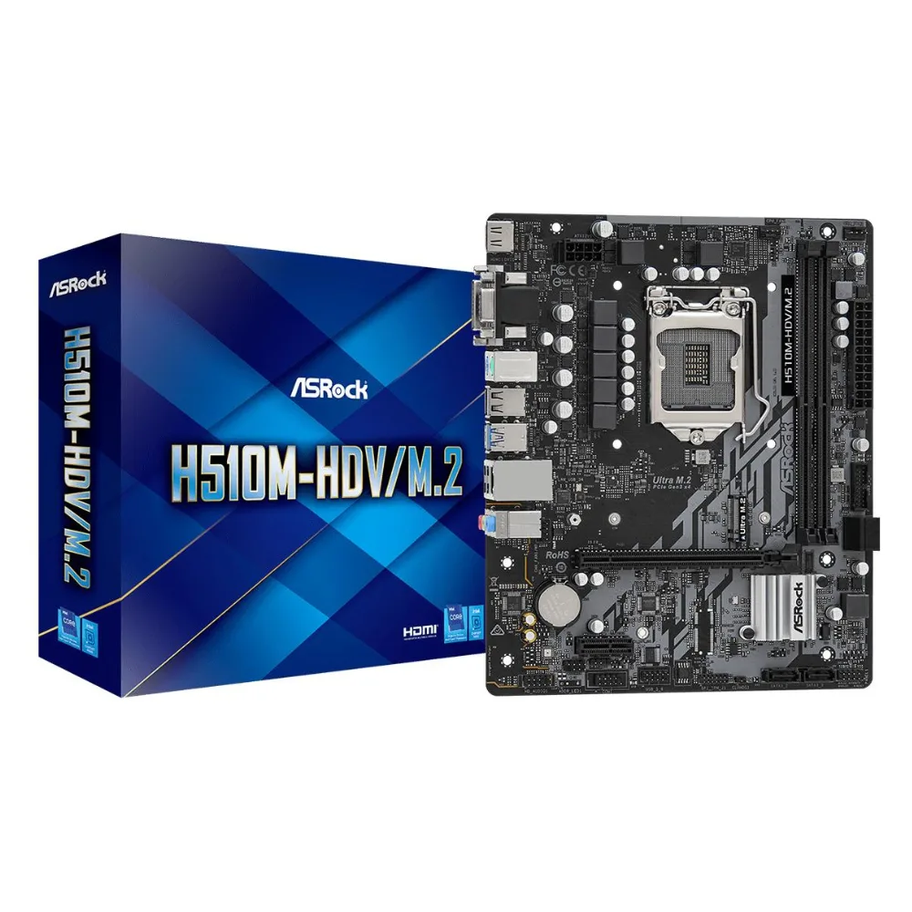 ASRock H510M-HDV DDR4 Motherboard | Intel H510 LGA1200 Micro-ATX Desktop Board