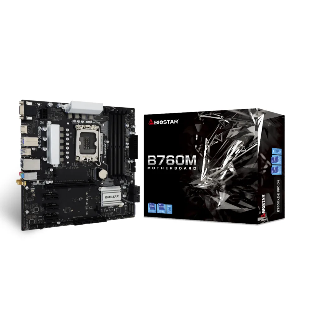 Biostar B760MX2-E PRO D4 Motherboard | Intel B760 LGA1700 DDR4 Micro-ATX Motherboard