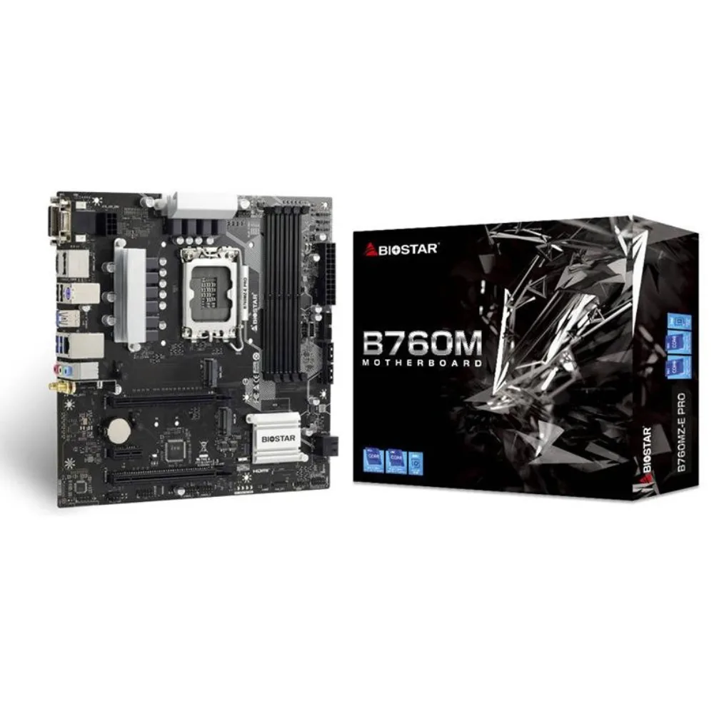 BIOSTAR B760MZ-E PRO DDR5 Motherboard | Intel B760 LGA1700 Micro-ATX | Up to 256GB DDR5