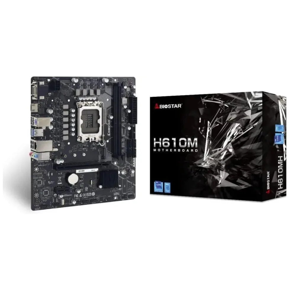 BIOSTAR H610MH DDR4 Motherboard | Intel H610 LGA1700 Micro-ATX Board with PCIe 4.0
