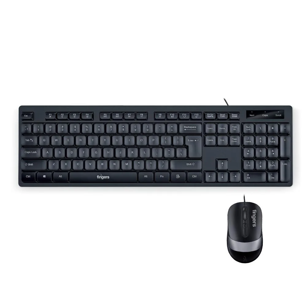 FINGERS Wired Keyboard and Mouse Combo USB Full Size Keyboard with Optical Mouse