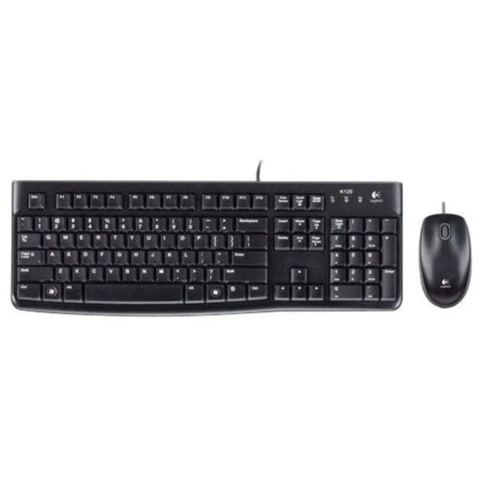 Logitech MK120 Wired Keyboard and Mouse Combo USB Full Size Desktop Set