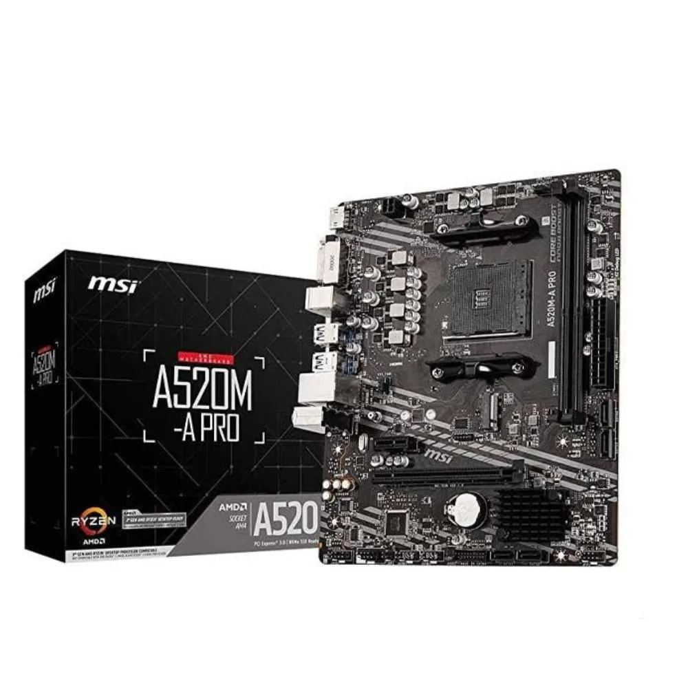 MSI A520M-A PRO DDR4 AM4 Micro-ATX Motherboard | AMD Ryzen 5000 Ready