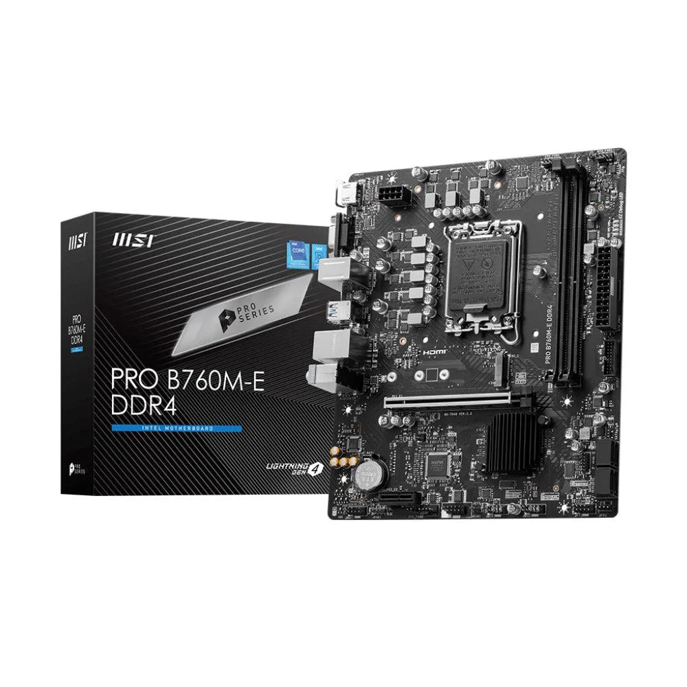 MSI PRO B760M-E DDR4 Motherboard | Intel B760 LGA1700 Micro-ATX DDR4 Motherboard