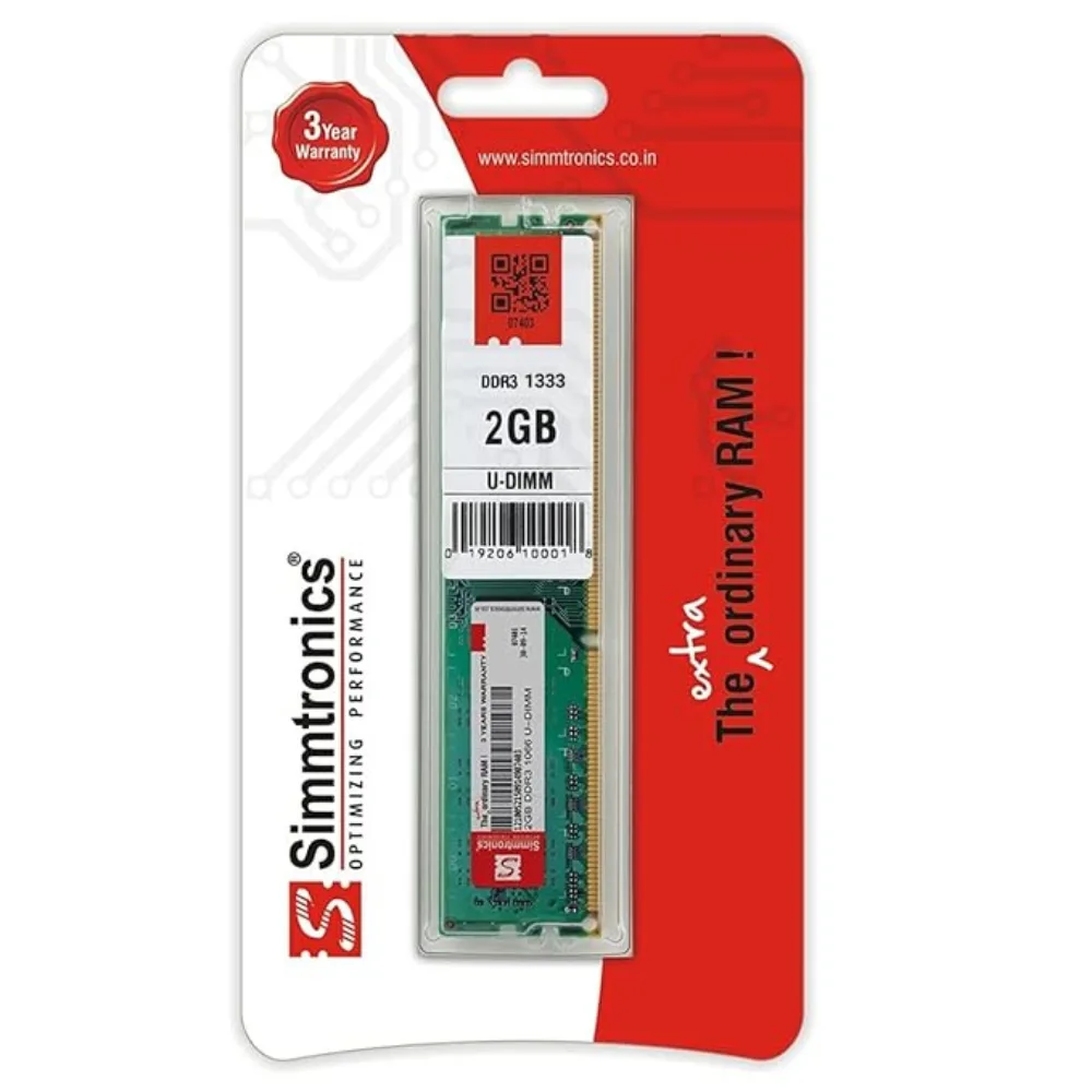 Simmtronics 2GB DDR3 1333MHz Desktop RAM | 240-Pin PC3-10600 DDR3 Memory Module
